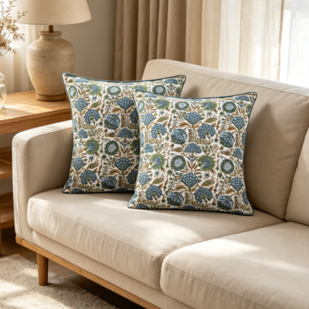 Asparagus Green Block Print Throw Pillow 18x18 Set of 2, Boho Farmhouse Chic Cushion, Spring Gift
